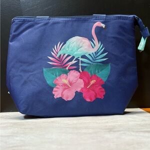 Flamingo Print Navy Blue Women's lunch Bag